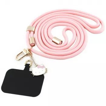 HELLO KITTY Universal Phone Lanyard Patch & Kitty Head Charm Pink