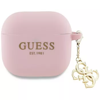 Guess GUA4LECG4P AirPods 4 Cover Pink Silicone 4G Charm