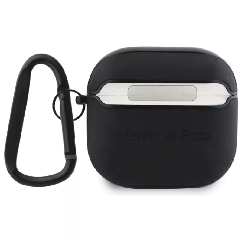 Mercedes-Benz MEA4CSLBK AirPods 4 Cover Black Leather Metal Logo