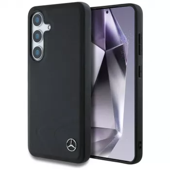 MERCEDES-BENZ Etui Mercedes Leather Horizontal Debossed Curves MagSafe for Samsung Galaxy S25 Black