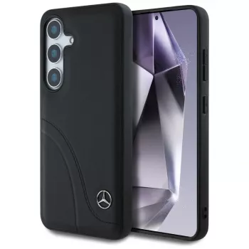 MERCEDES-BENZ Leather Curved Stitches Case for Samsung Galaxy S25 Black
