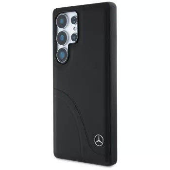 MERCEDES-BENZ Etui Mercedes Leather Curved Stitches for Samsung Galaxy S25 Ultra Black