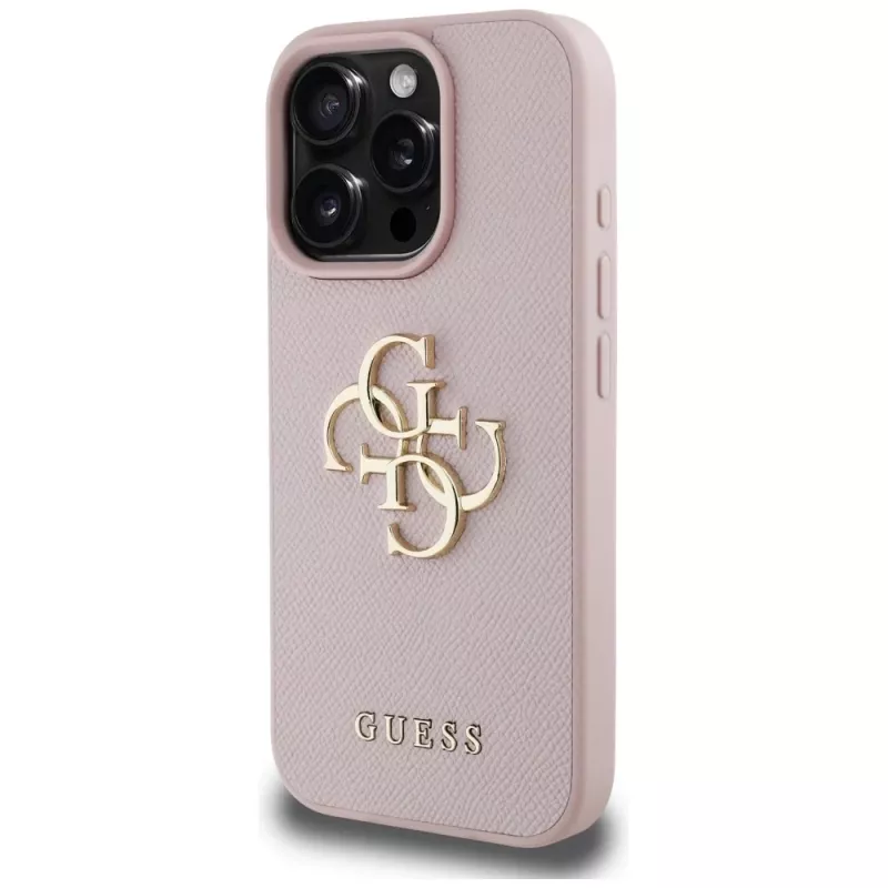 Guess Grained Big 4G Logo Small Classic Logo Tagakaas Apple iPhone 16 Pro (Roosa)