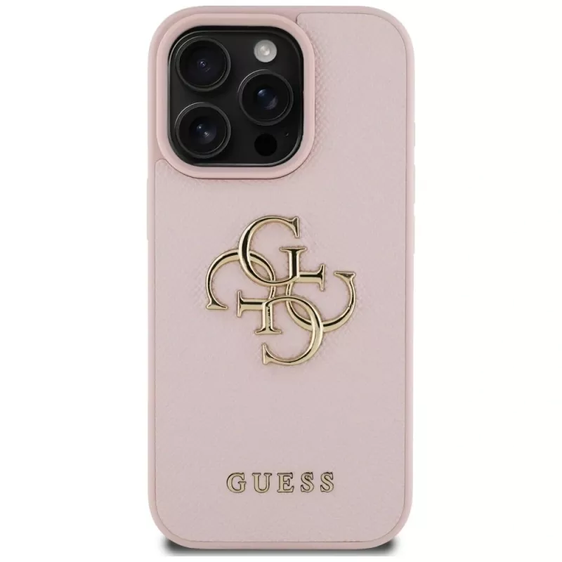 Guess Grained Big 4G Logo Small Classic Logo Tagakaas Apple iPhone 16 Pro (Roosa)