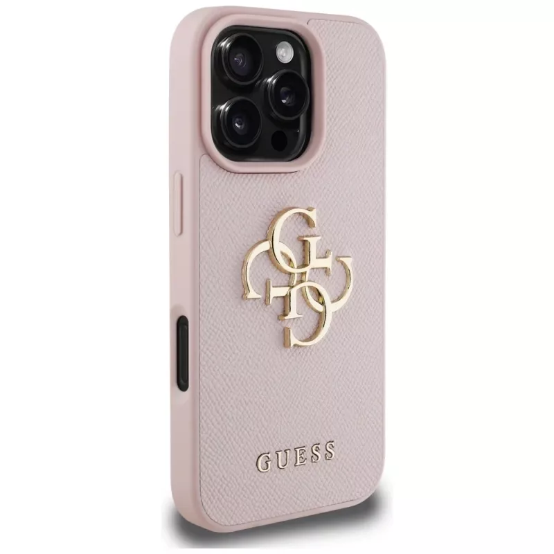 Guess Grained Big 4G Logo Small Classic Logo Tagakaas Apple iPhone 16 Pro (Roosa)