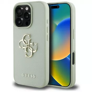 Guess Grained Big 4G Logo Small Classic Logo Tagakate Apple iPhone 16 Pro Max - Roheline
