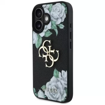 Guess Grained Roses Big 4G Logo Case for Apple iPhone 16, Must