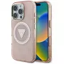 Guess IML Metal Glitter 4G Circle Triangle MagSafe ümbris Apple iPhone 16 Pro Max (roosa)