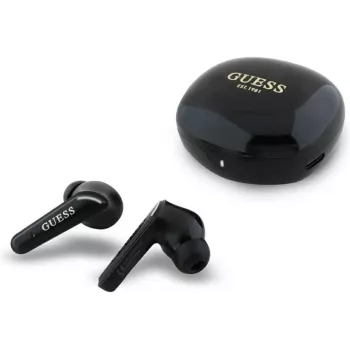 Guess Flat Classic Logo Electroplated TWS Earbuds koos laadimiskohvriga (must)