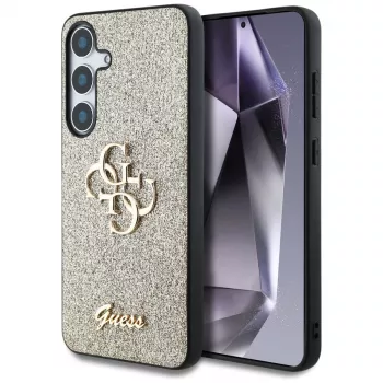 Guess Fixed Glitter Big 4G Metal Logo Tagakate Samsung Galaxy S25 - Kuldne