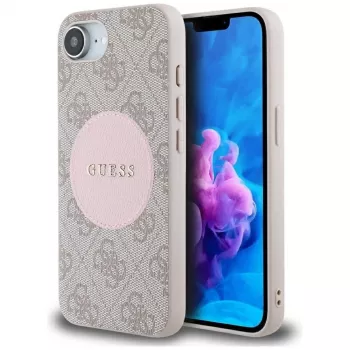 Guess 4G Circle Classic Logo MagSafe Case for iPhone 16e - Pink