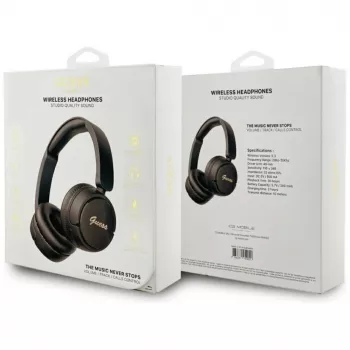 Guess Metal Logo Script Wireless Bluetooth 5.3 Over-Ear Headphones, Black