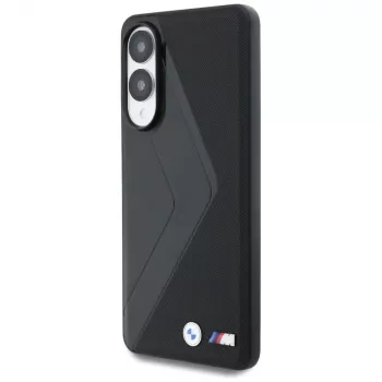 BMW Leather Oversized Stripes MagSafe Case for Samsung Galaxy S25 Edge Black