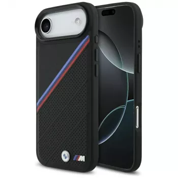 BMW M Tricolor Metal Logo MagSafe ümbris Apple iPhone Airile, must