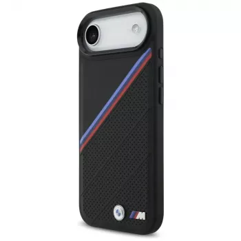 BMW M Tricolor Metal Logo MagSafe ümbris Apple iPhone Airile, must