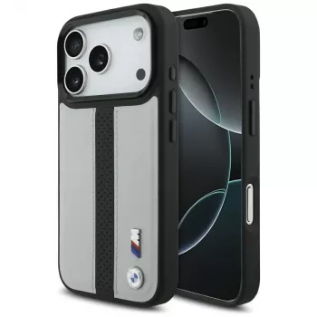 BMW M Perforatsiooniga triibulogo MagSafe ümbris Apple iPhone 17 Pro jaoks, hall