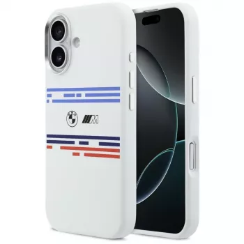 BMW M Silicon Horizontal Line MagSafe ümbris Apple iPhone 17 jaoks, valge
