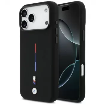 BMW M Silicon Tricolor Line MagSafe ümbris Apple iPhone 17 Pro Max jaoks, must