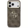 Guess 4G Big Classic Logo BigStrap Metal Buttons Case for iPhone 17 Pro Max, Brown