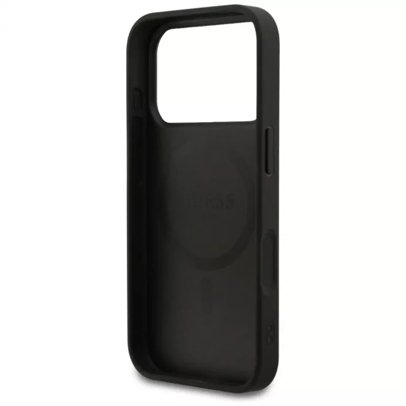 Guess Grained Ring MagSafe Case for iPhone 17 Pro Max (Black)