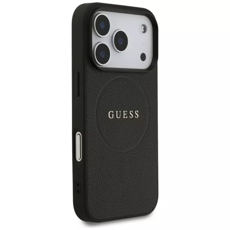Guess Grained Ring MagSafe Case for iPhone 17 Pro Max (Black)
