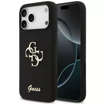 Guess Silicone Big 4G Script Case for iPhone 17 Pro Max, Black
