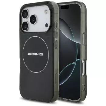 Mercedes AMG kahekihiline läbipaistev suitsuklaas MagSafe ümbris iPhone 17 Pro jaoks, must
