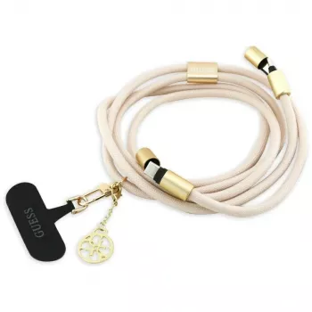 Guess Crossbody Strap 4G Charm - Universal Phone Strap / USB-C to USB-C Cable 1,5m (Beige)