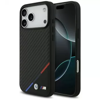 BMW M Carbon Tricolor Line MagSafe Case for iPhone 17 Pro Max Black