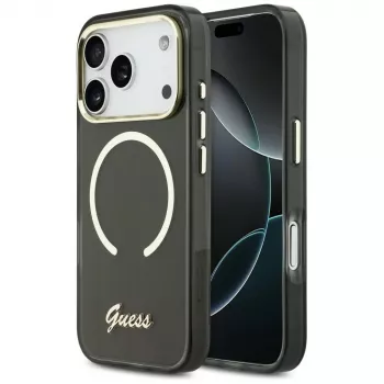 Guess IML Script Metal MagSafe Case for Apple iPhone 17 Pro Max Black