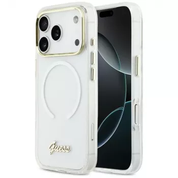 Guess IML Gradient Script Metal MagSafe Case for iPhone 17 Pro Max White