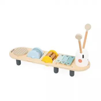 Janod Sweet Cocoon Muusikaline Tegevuslaud - Ussikujundus, 5 Instrumenti, FSC Puit, 12m+