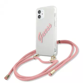 Guess GUHCP12SCRTVSPI iPhone 12 mini 5,4 tolli roosa kõva ümbris Script Vintage