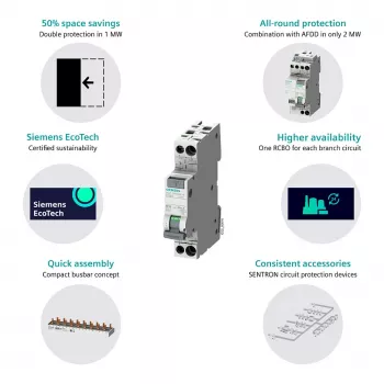 Siemens 5SV13166KK16 RCBO 2-pooluseline 16 A 30 mA tüüp C 6 kA