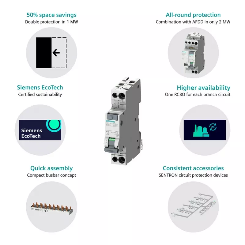Siemens 5SV13166KK16 RCBO 2-pooluseline 16 A 30 mA tüüp C 6 kA