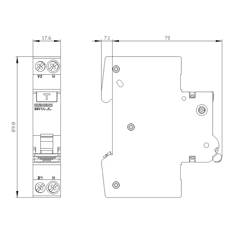 Siemens 5SV13166KK16 RCBO 2-pooluseline 16 A 30 mA tüüp C 6 kA