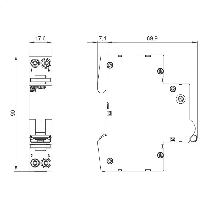 Siemens 5SV6016-6KK16 AFDD/MCB Kombiseade B16 2-pooluseline 230V 1TE