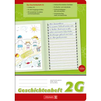 BRUNNEN Story Notebook Ruling 2G Ruled DIN A4 Without Margin 16 Sheets
