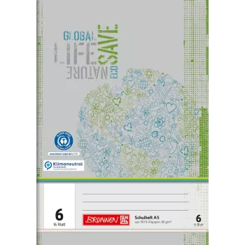 Brunnen School Notebook Recycling Lineatur 6 Blank Without Margin A4