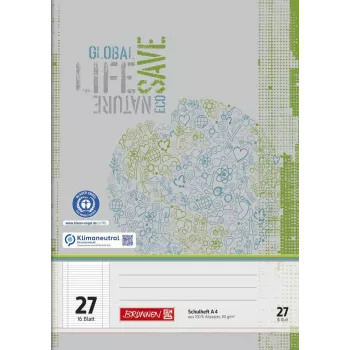BRUNNEN Recycling Exercise Book A4 Lineatur 27 Lined with Inner and Outer Margin - 32 Pages
