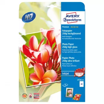 Avery Zweckform 2556-20 Premium Glossy läikiv fotopaber, A4, 250 g/m², 20 lehte