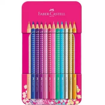 FABER-CASTELL SPARKLE Värvilised Pliiatsid - Segatud Värvid (12 tk pakk)