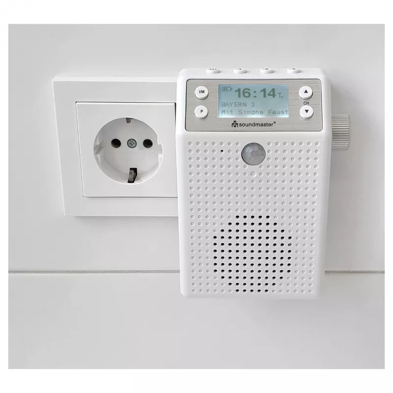Soundmaster DAB60WE Pistikuraadio DAB+, FM, Bluetooth, USB käed-vabad funktsioon, veekindel, valge