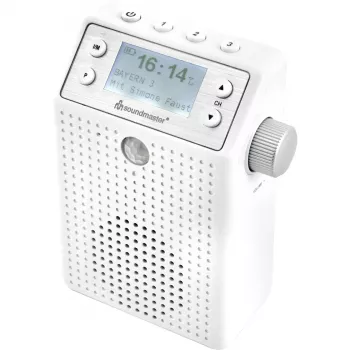 Soundmaster DAB60WE Pistikuraadio DAB+, FM, Bluetooth, USB käed-vabad funktsioon, veekindel, valge