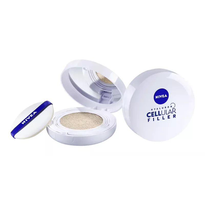 NIVEA 3in1 Cushion Foundation with Hyaluronic Acid, Light, 15 ml