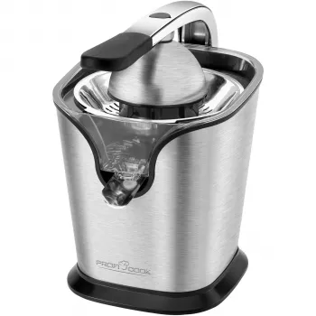 PROFI COOK PC-ZP 1154 Tsitrusepress, 160 W, Roostevaba teras, 500 ml, 2 koonust, kangiga käivitatav, Must/Hõbedane