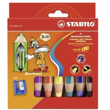 STABILO woody 3 in 1 Multi 6 Pack - Assorted Colours