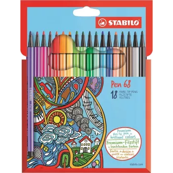 STABILO Pen 68 - Peen - 18 värvi - Segavärvid - Ümmargune ots - 1 mm - Segavärvid