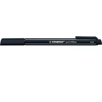 STABILO pointMax Viltpliiats - Must - Keskmine - 0,8 mm - Ümmargune - Veepõhine tint - Nülonots