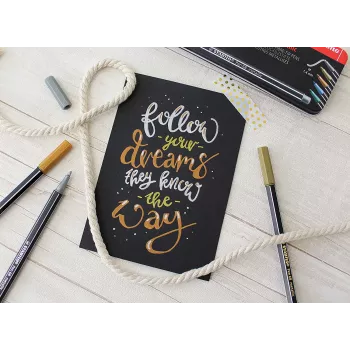 STABILO Pen 68 Metallic Fibre-Tip Pen - Gold - 1 Pen
